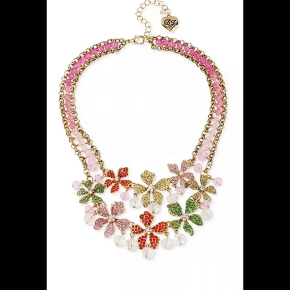 BETSEY JOHNSON 'Flower Boost' Floral Necklace - Picture 1 of 4